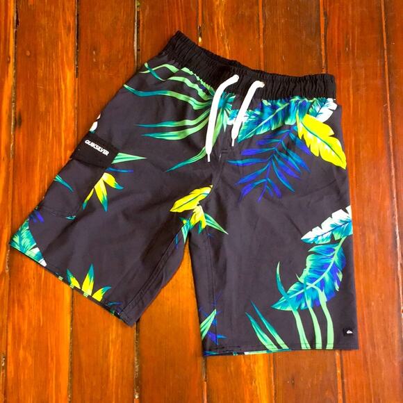 Quiksilver elastic drawstring waist lined cargo board short swim trunks sz M - Picture 1 of 6